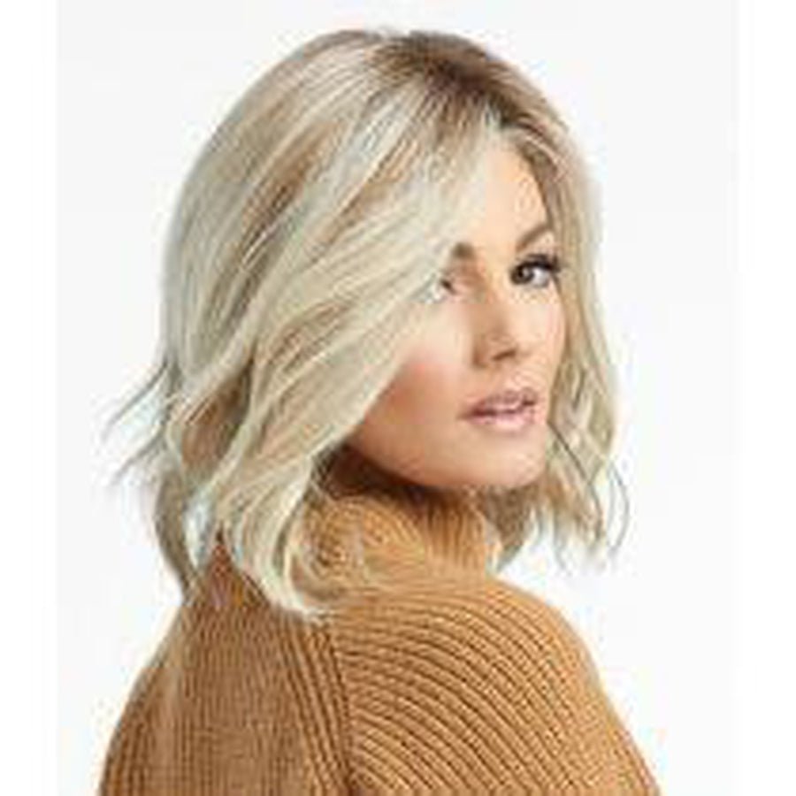Simmer Mid-Length Modern Lob Wig in Blonde and Platinum