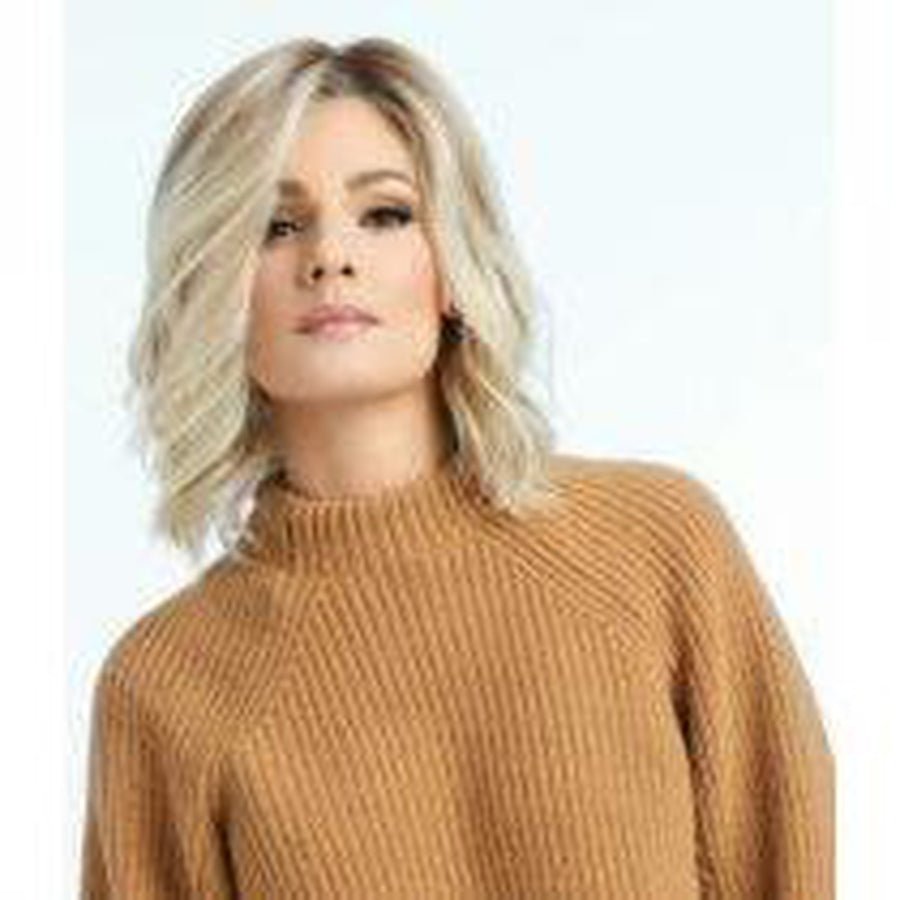 Simmer Mid-Length Modern Lob Wig in Blonde and Platinum
