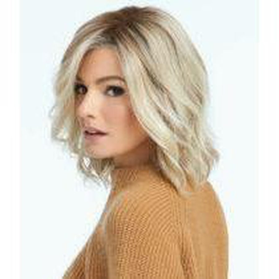 Simmer Mid-Length Modern Lob Wig in Blonde and Platinum