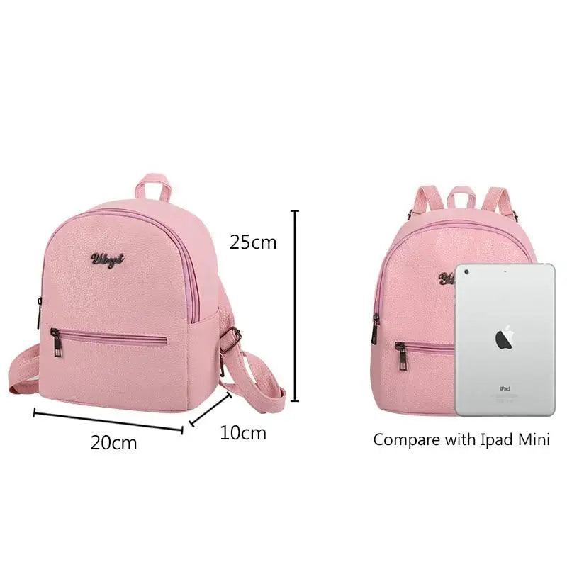 Mini Solid Fashion Backpack for Women Trendy Travel School Bag
