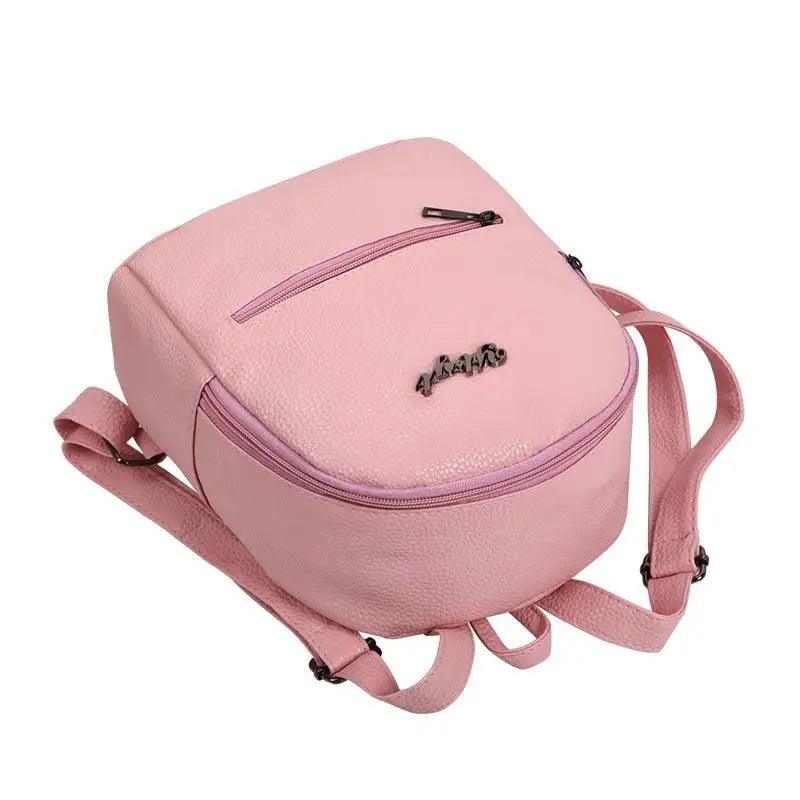 Mini Solid Fashion Backpack for Women Trendy Travel School Bag