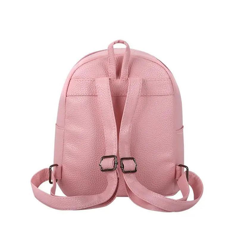 Mini Solid Fashion Backpack for Women Trendy Travel School Bag