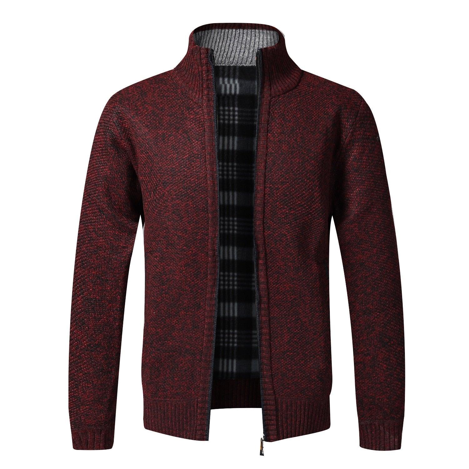 Men's Minimalist Slim Fit Knit Sweater Jacket for Winter Warmth