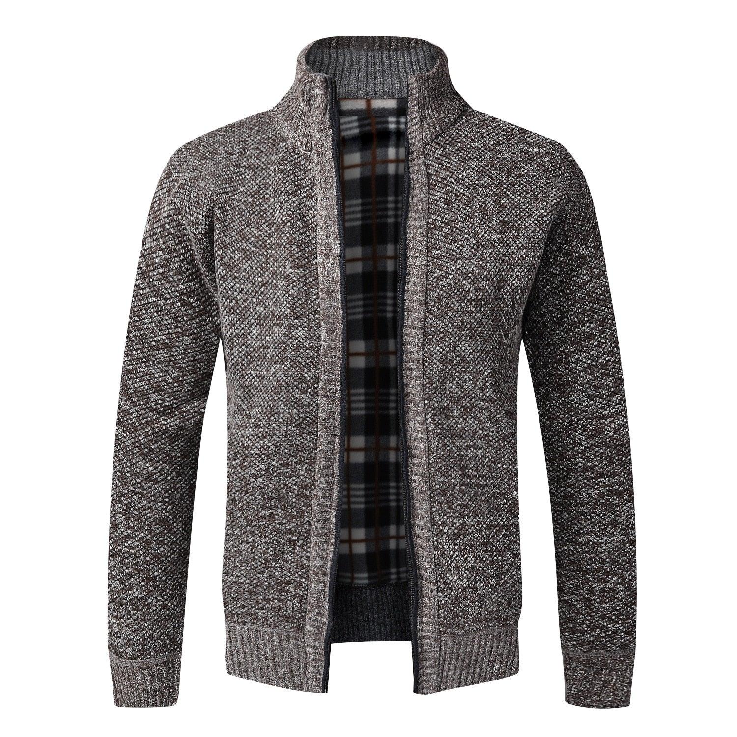Men's Minimalist Slim Fit Knit Sweater Jacket for Winter Warmth