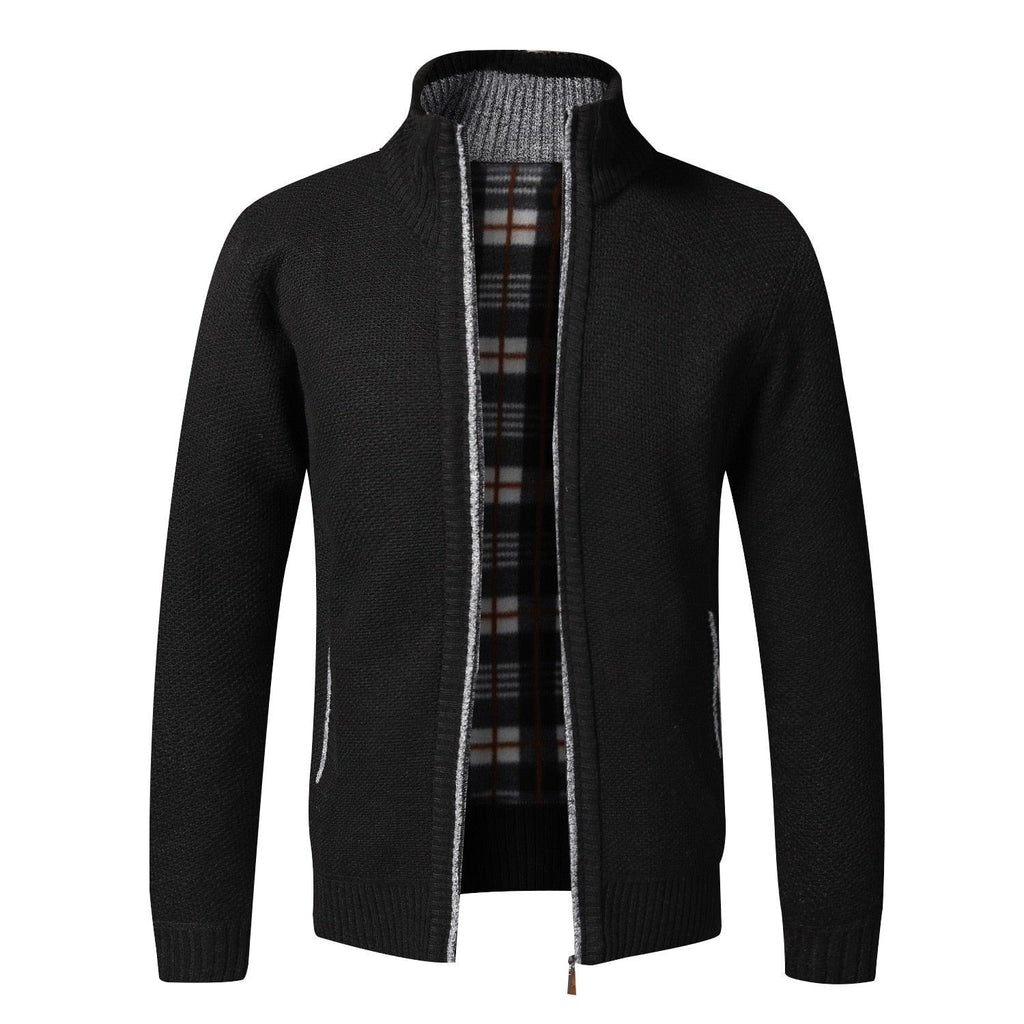 Men's Minimalist Slim Fit Knit Sweater Jacket for Winter Warmth