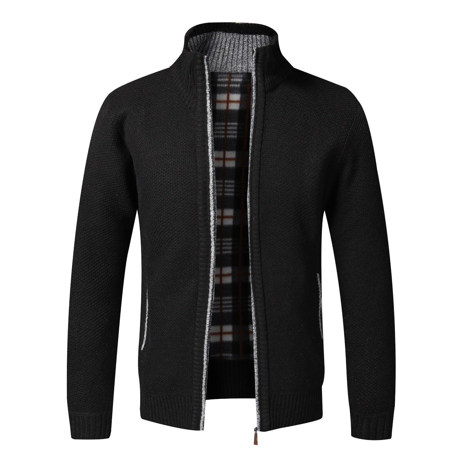 Men's Minimalist Slim Fit Knit Sweater Jacket for Winter Warmth