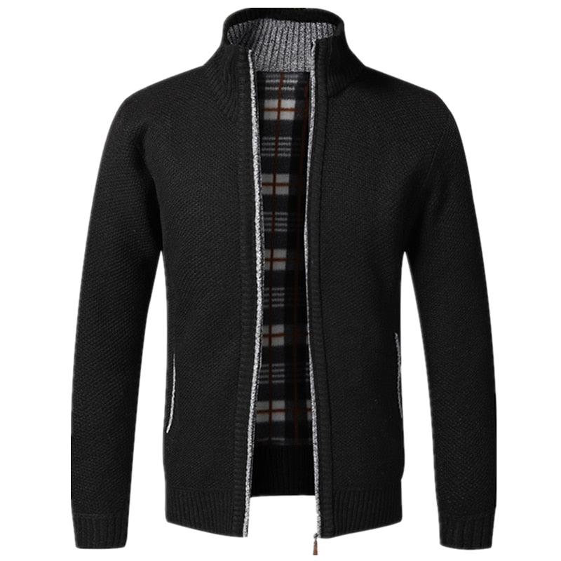 Men's Minimalist Slim Fit Knit Sweater Jacket for Winter Warmth