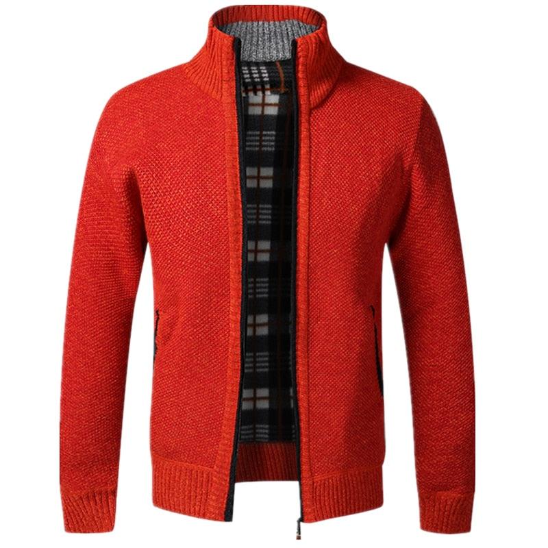 Men's Minimalist Slim Fit Knit Sweater Jacket for Winter Warmth