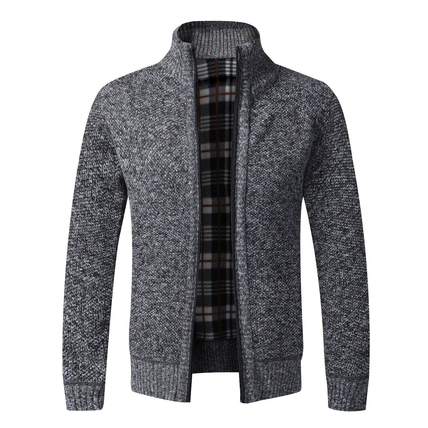 Men's Minimalist Slim Fit Knit Sweater Jacket for Winter Warmth