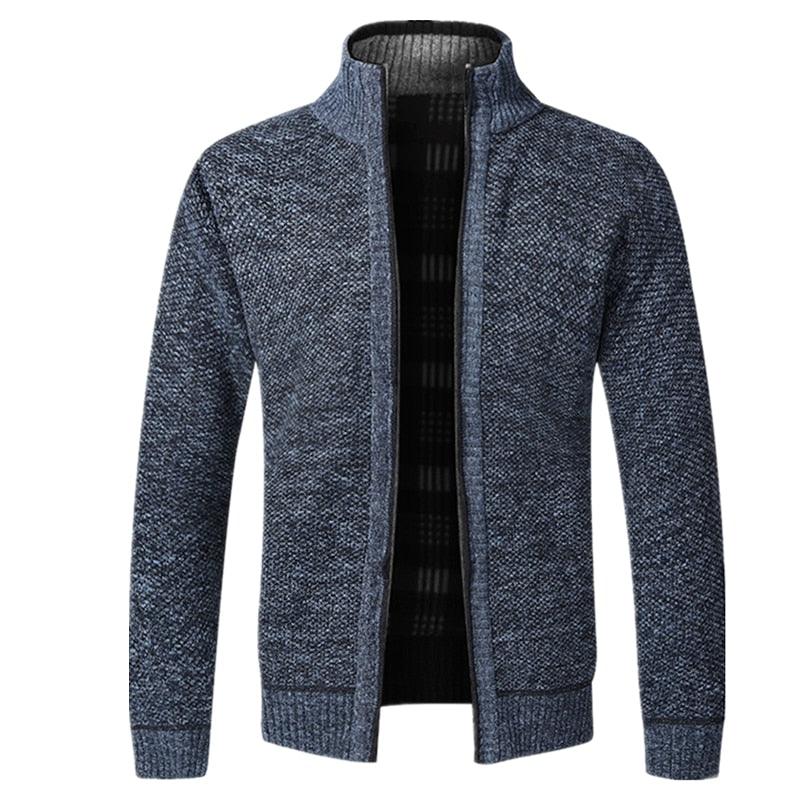 Men's Minimalist Slim Fit Knit Sweater Jacket for Winter Warmth