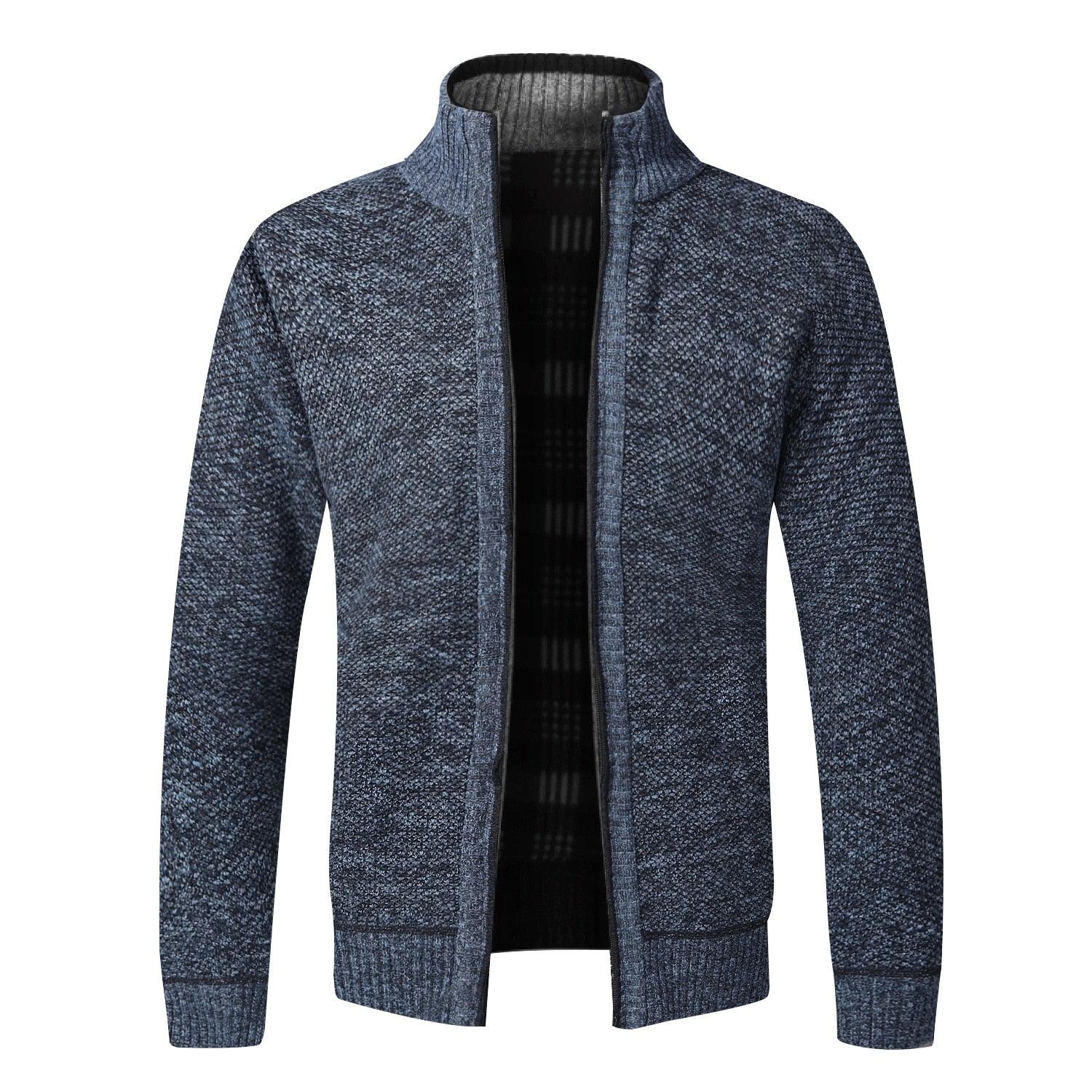 Men's Minimalist Slim Fit Knit Sweater Jacket for Winter Warmth