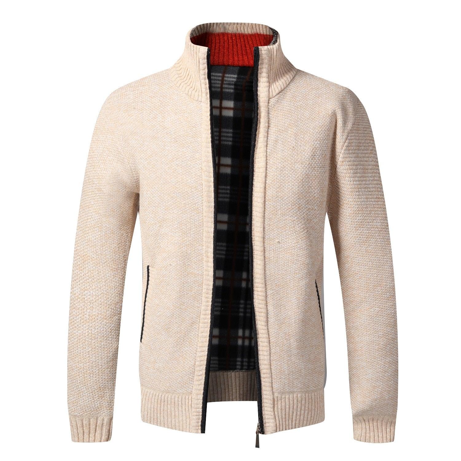 Men's Minimalist Slim Fit Knit Sweater Jacket for Winter Warmth