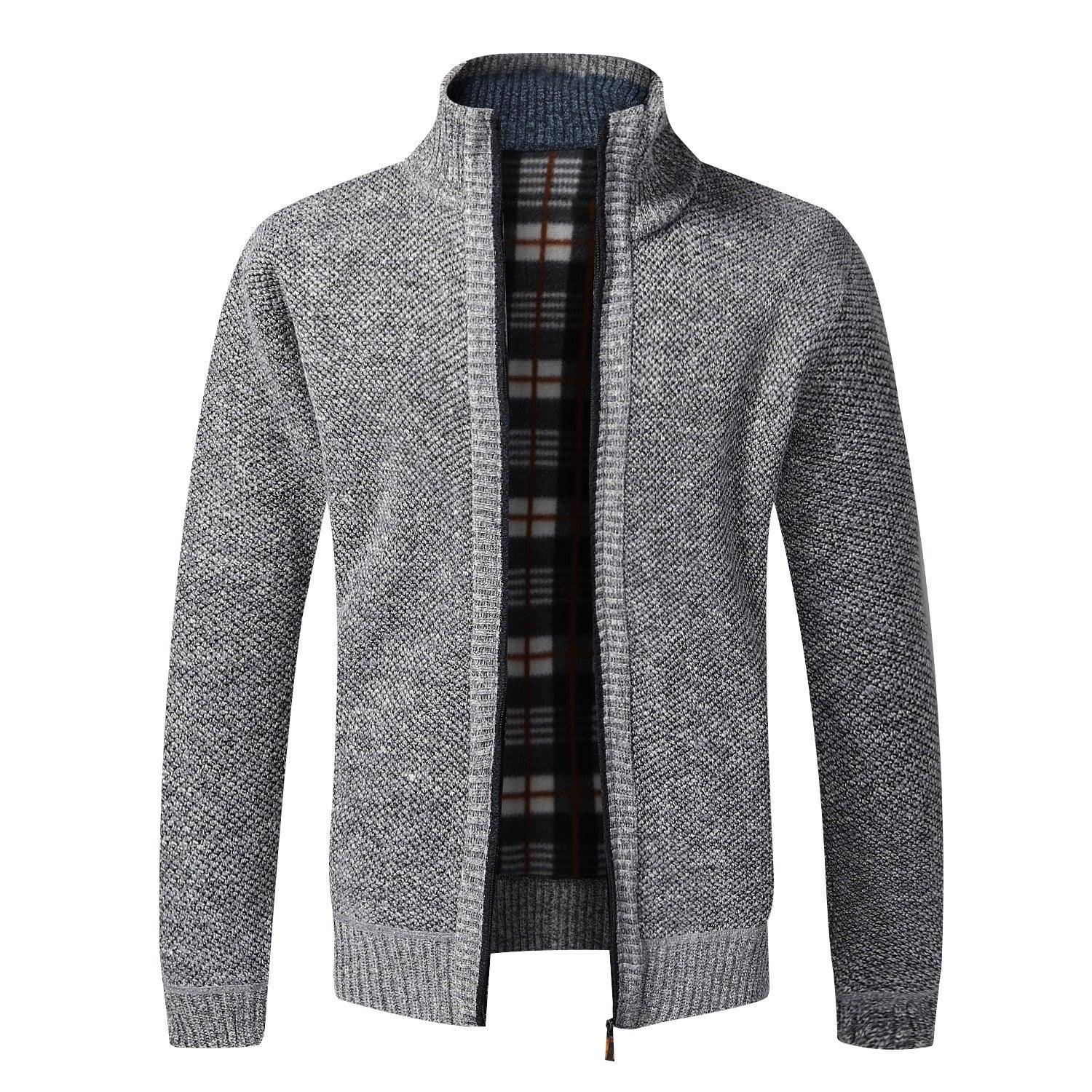 Men's Minimalist Slim Fit Knit Sweater Jacket for Winter Warmth