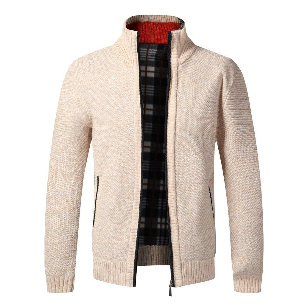 Men's Minimalist Slim Fit Knit Sweater Jacket for Winter Warmth