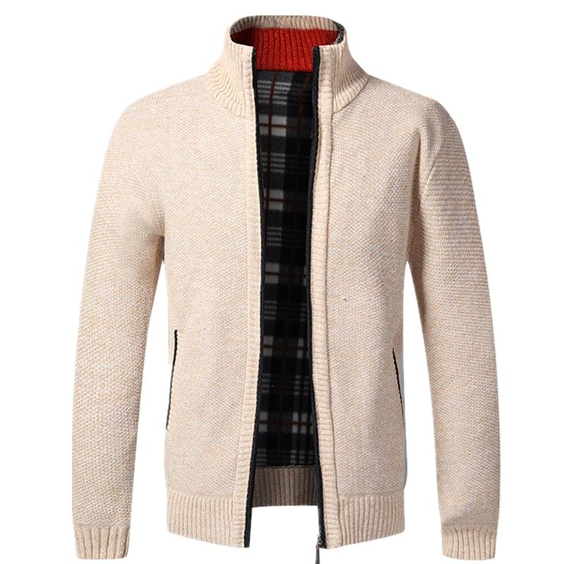 Men's Minimalist Slim Fit Knit Sweater Jacket for Winter Warmth