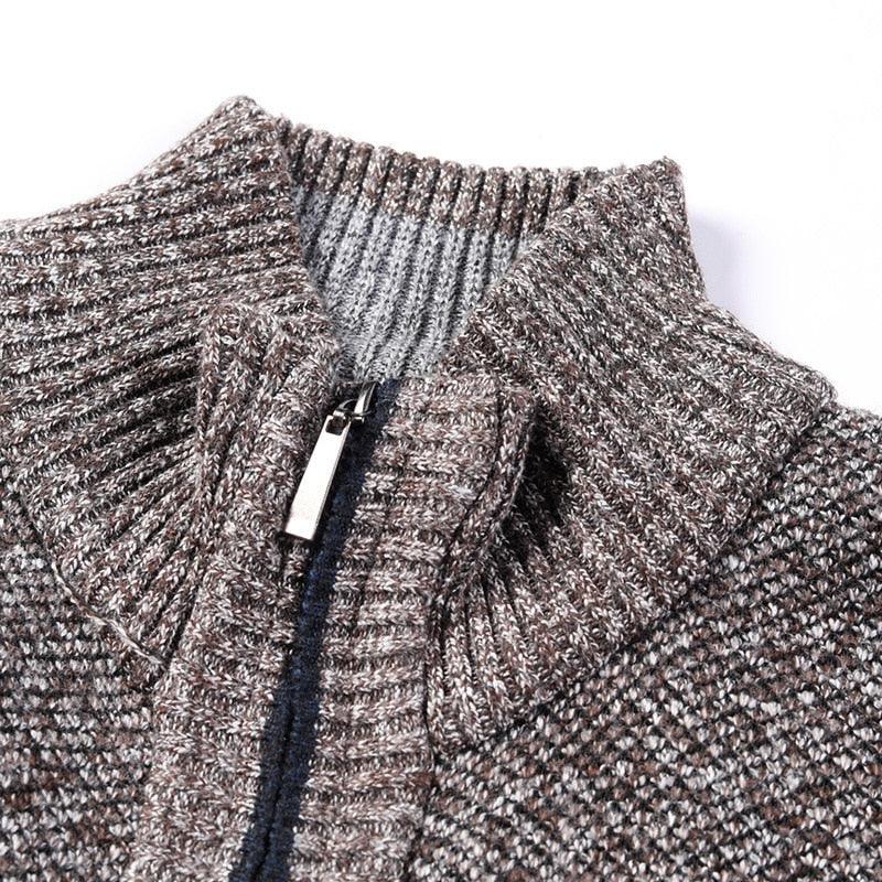 Men's Minimalist Slim Fit Knit Sweater Jacket for Winter Warmth