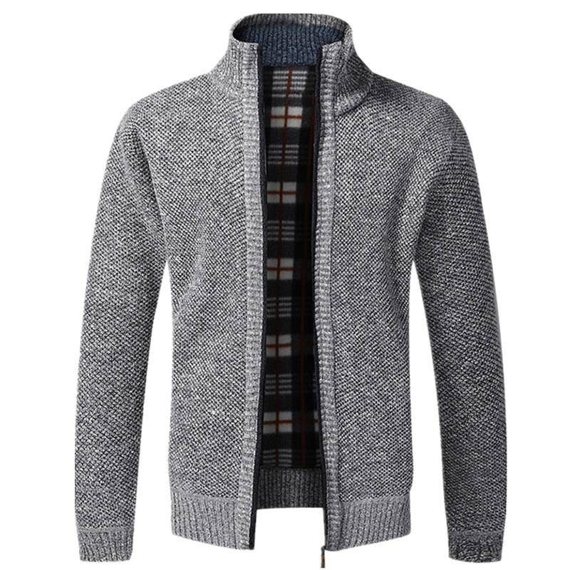 Men's Minimalist Slim Fit Knit Sweater Jacket for Winter Warmth