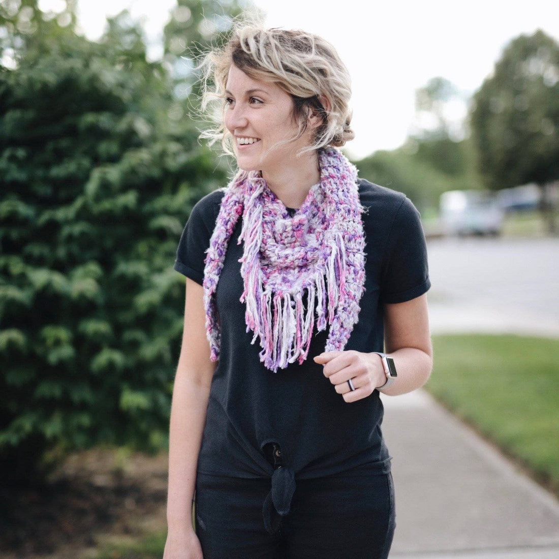 Simple + Quick Banana Scarf Crochet Kit - Pink, Purple & White