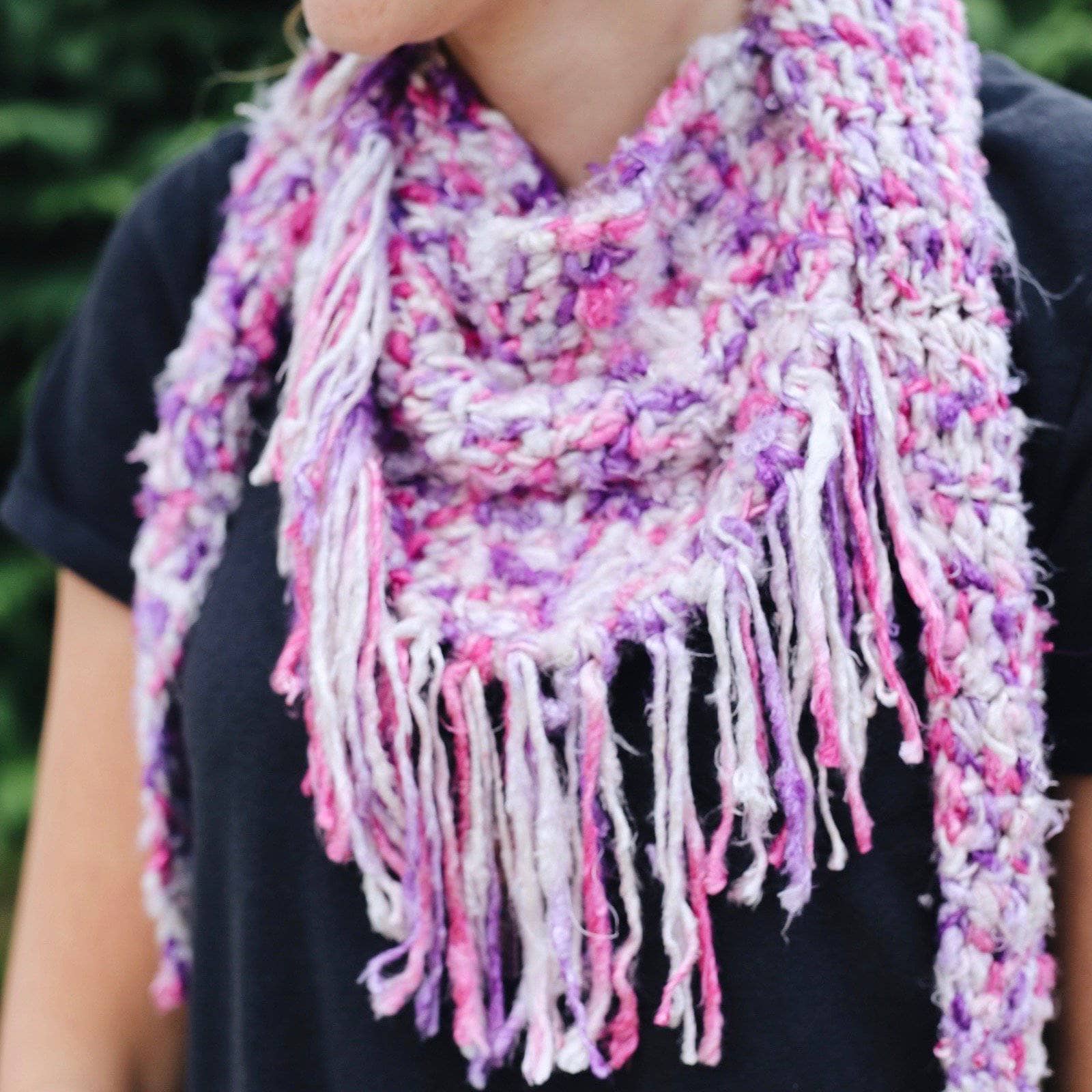 Simple + Quick Banana Scarf Crochet Kit - Purple, Pink & White