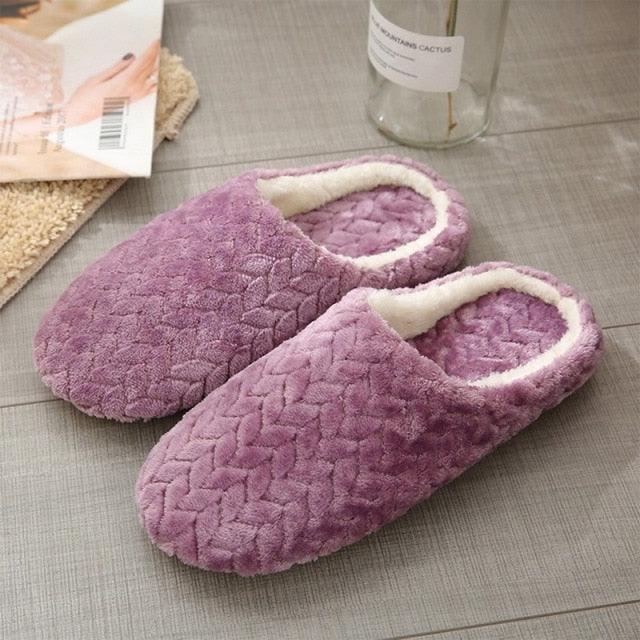 Unisex Plush Memory Foam House Slippers - Warm Non-Slip Indoor Shoes