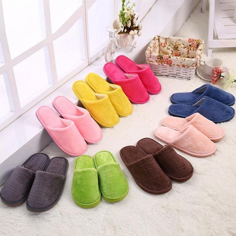 Unisex Plush Memory Foam House Slippers - Warm Non-Slip Indoor Shoes