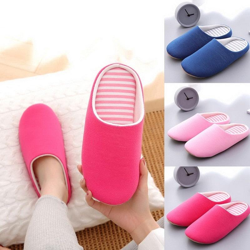 Unisex Plush Memory Foam House Slippers - Warm Non-Slip Indoor Shoes