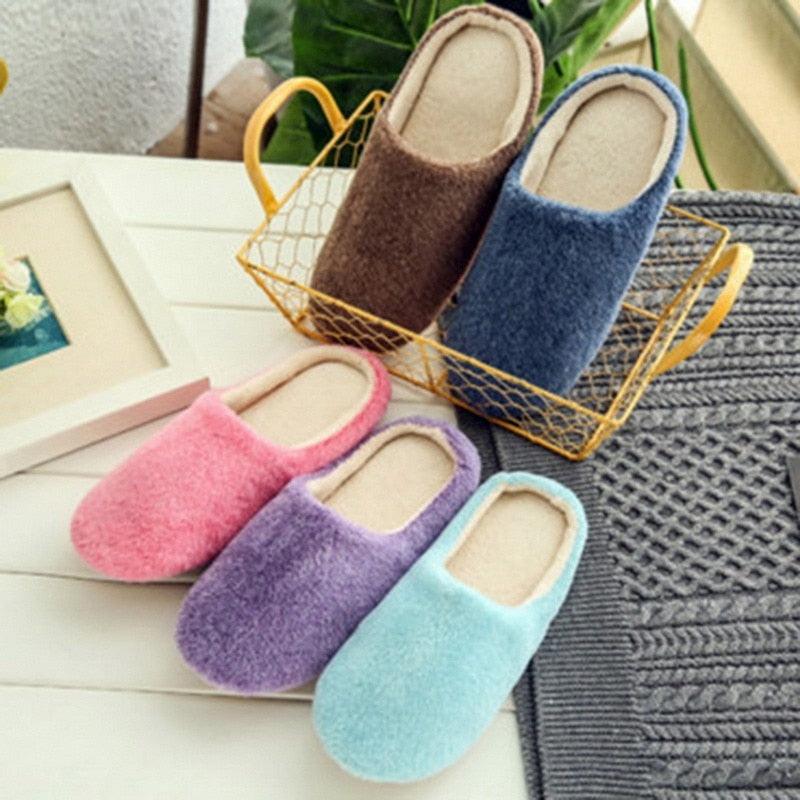 Unisex Plush Memory Foam House Slippers - Warm Non-Slip Indoor Shoes