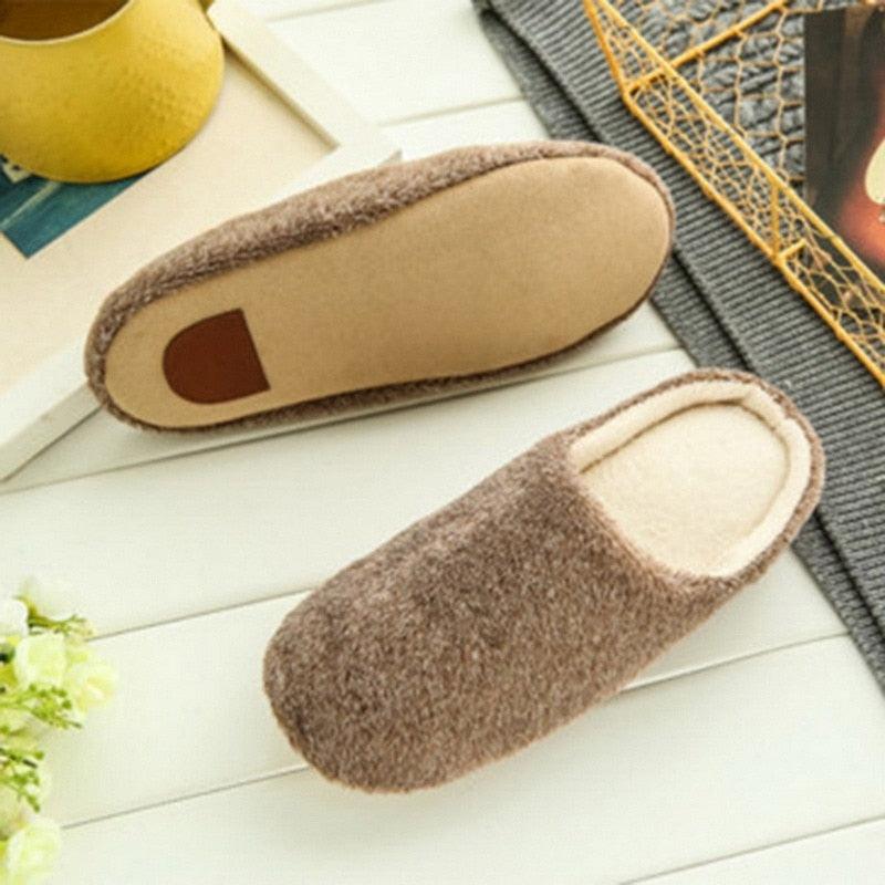 Unisex Plush Memory Foam House Slippers - Warm Non-Slip Indoor Shoes