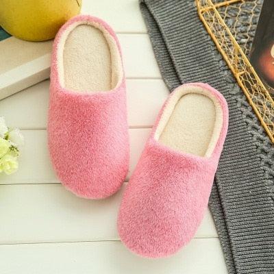 Unisex Plush Memory Foam House Slippers - Warm Non-Slip Indoor Shoes