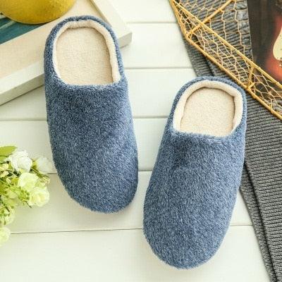 Unisex Plush Memory Foam House Slippers - Warm Non-Slip Indoor Shoes
