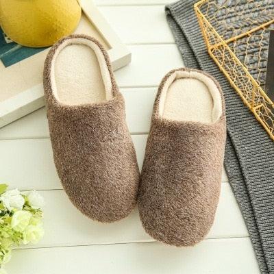 Unisex Plush Memory Foam House Slippers - Warm Non-Slip Indoor Shoes