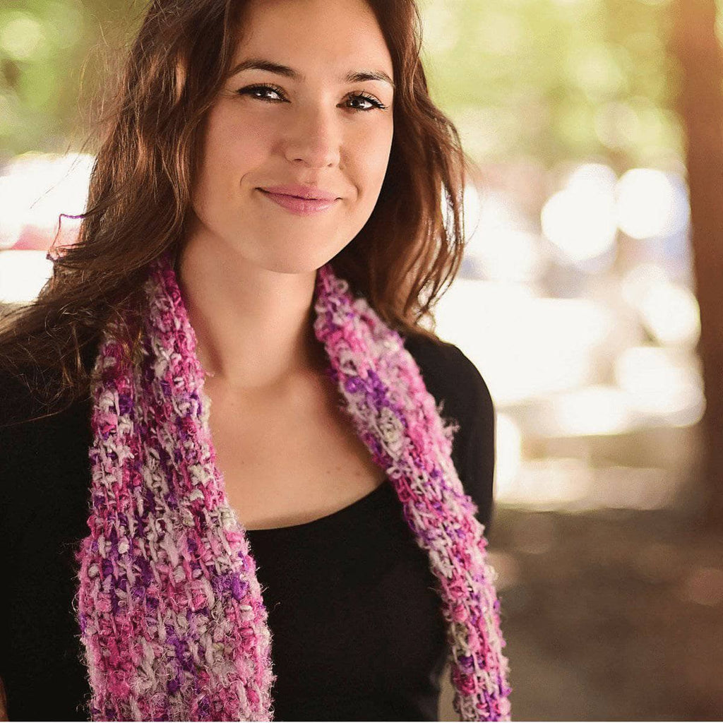 Simple Tunisian Crochet Scarf Pattern Pink Purple White