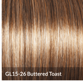 Short layered boy-cut wig in Buttered Toast blonde and light brown shade.