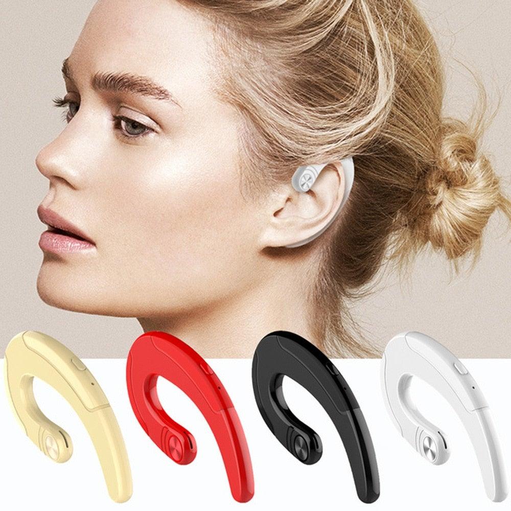 Stevvex wireless bone conduction office headphone with over-ear hook design and microphone