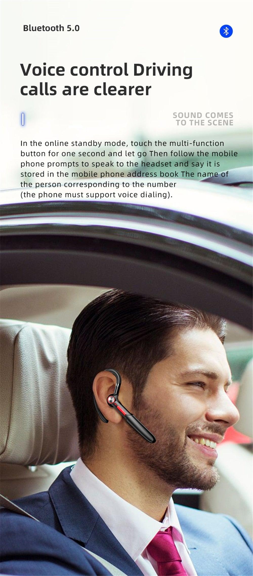 Bluetooth 5.0 Wireless Single Ear Headset with HD Sound & Touch