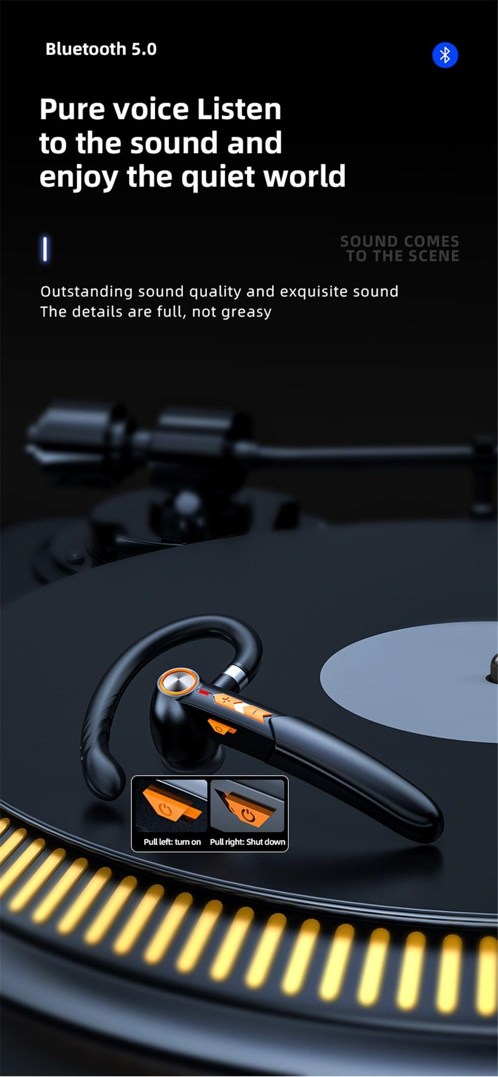 Bluetooth 5.0 Wireless Single Ear Headset with HD Sound & Touch