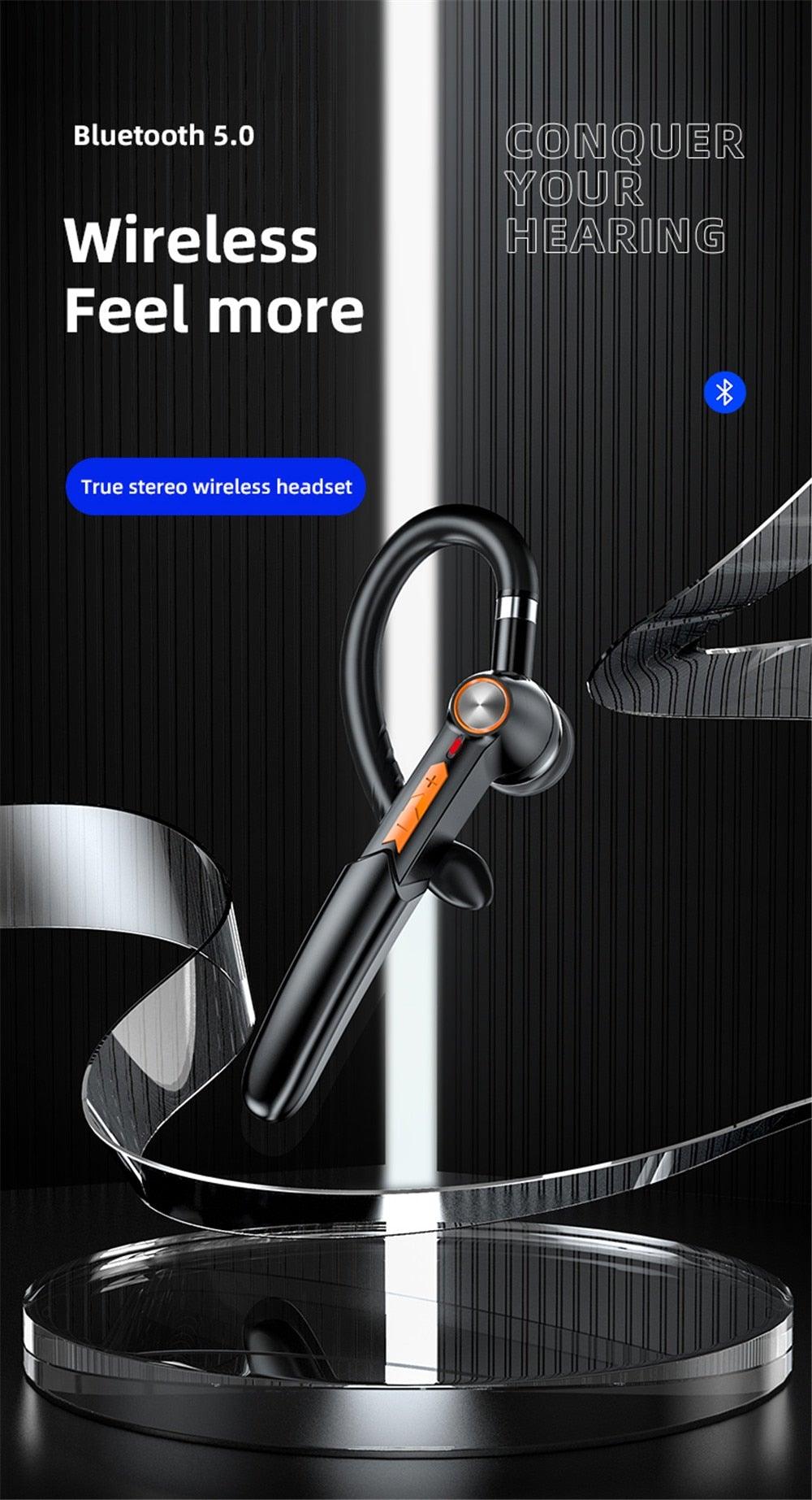 Bluetooth 5.0 Wireless Single Ear Headset with HD Sound & Touch
