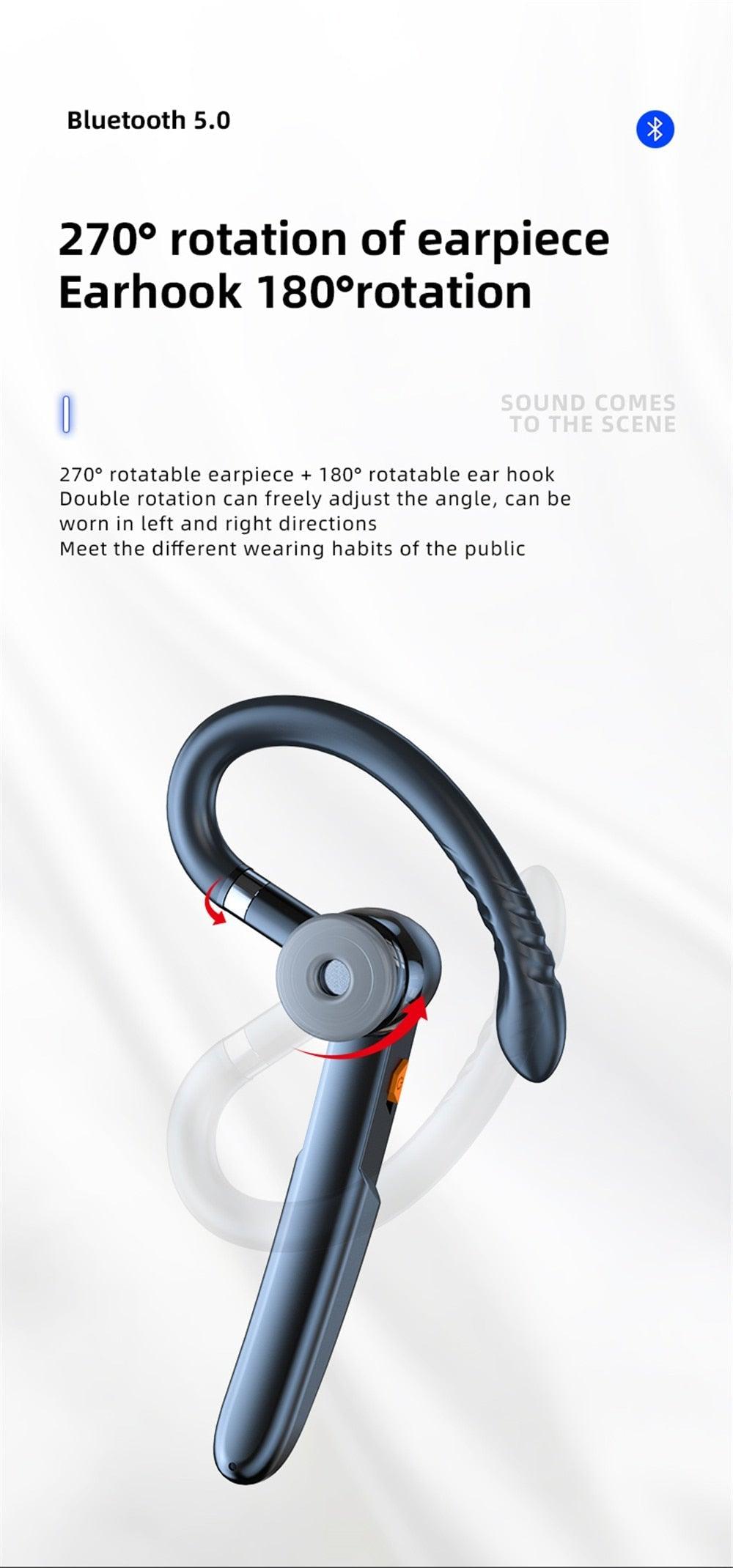 Bluetooth 5.0 Wireless Single Ear Headset with HD Sound & Touch