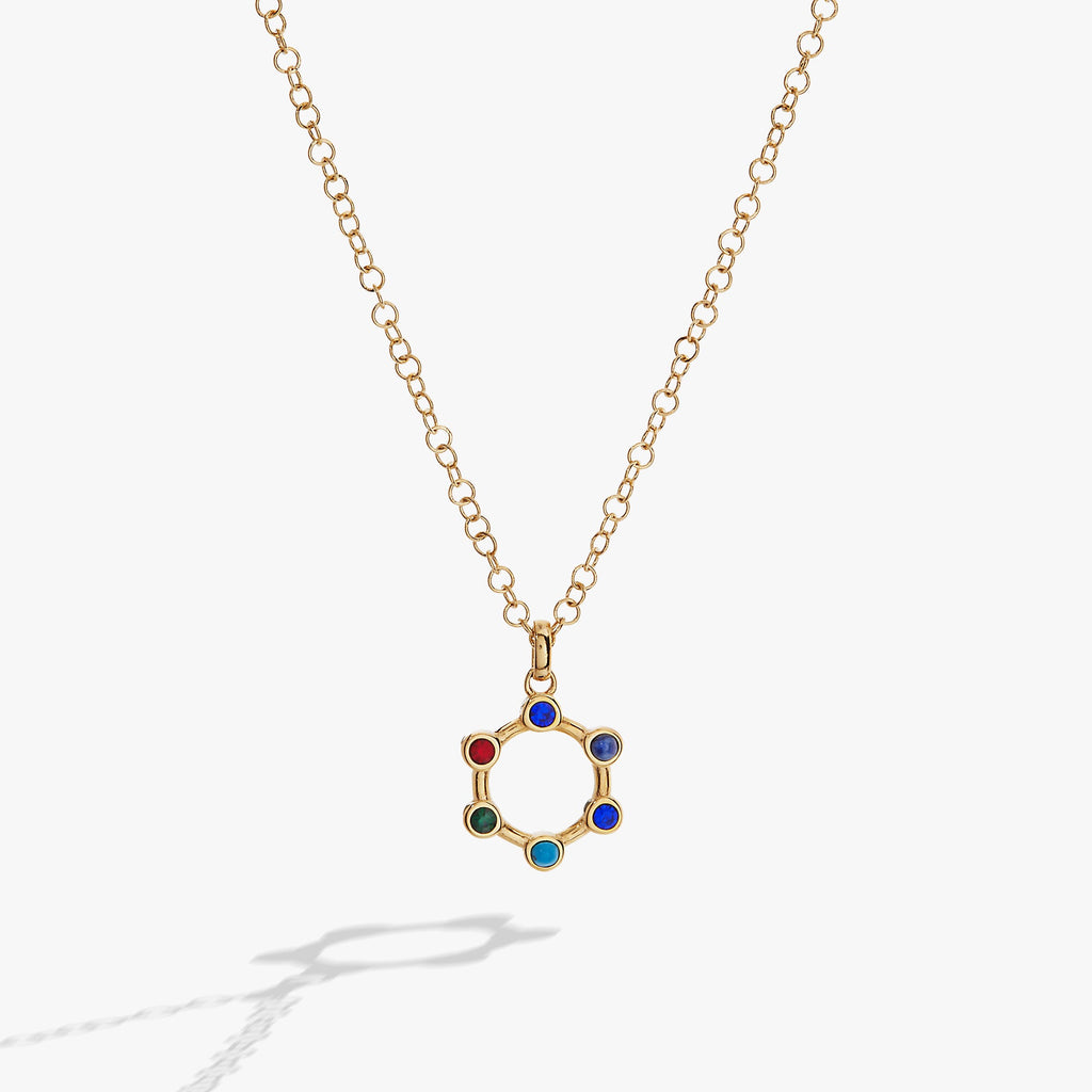 Sister Hidden Message Acrostic Crystal Necklace in Gold