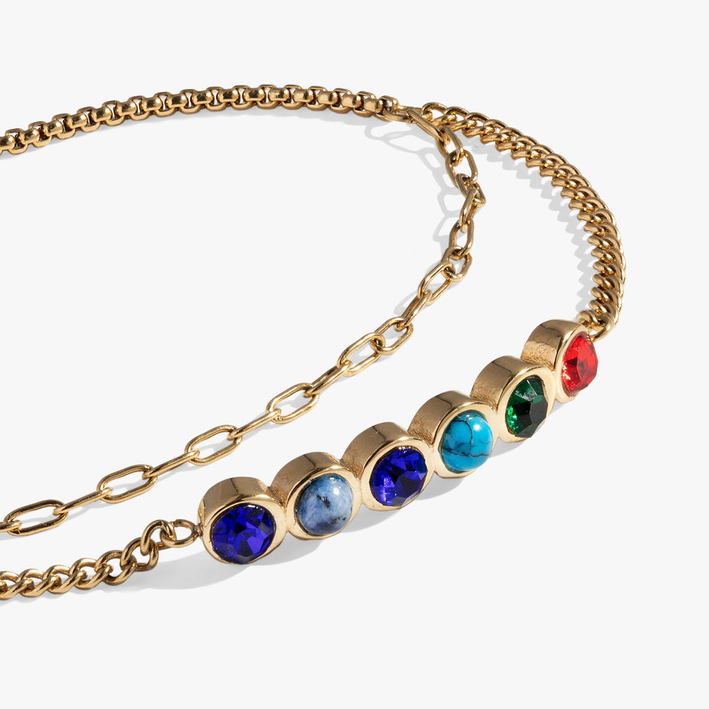 Sister Hidden Message Acrostic Bolo Bracelet with Gemstones