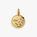 Sister dragonfly disc charm necklace with engraved family message.