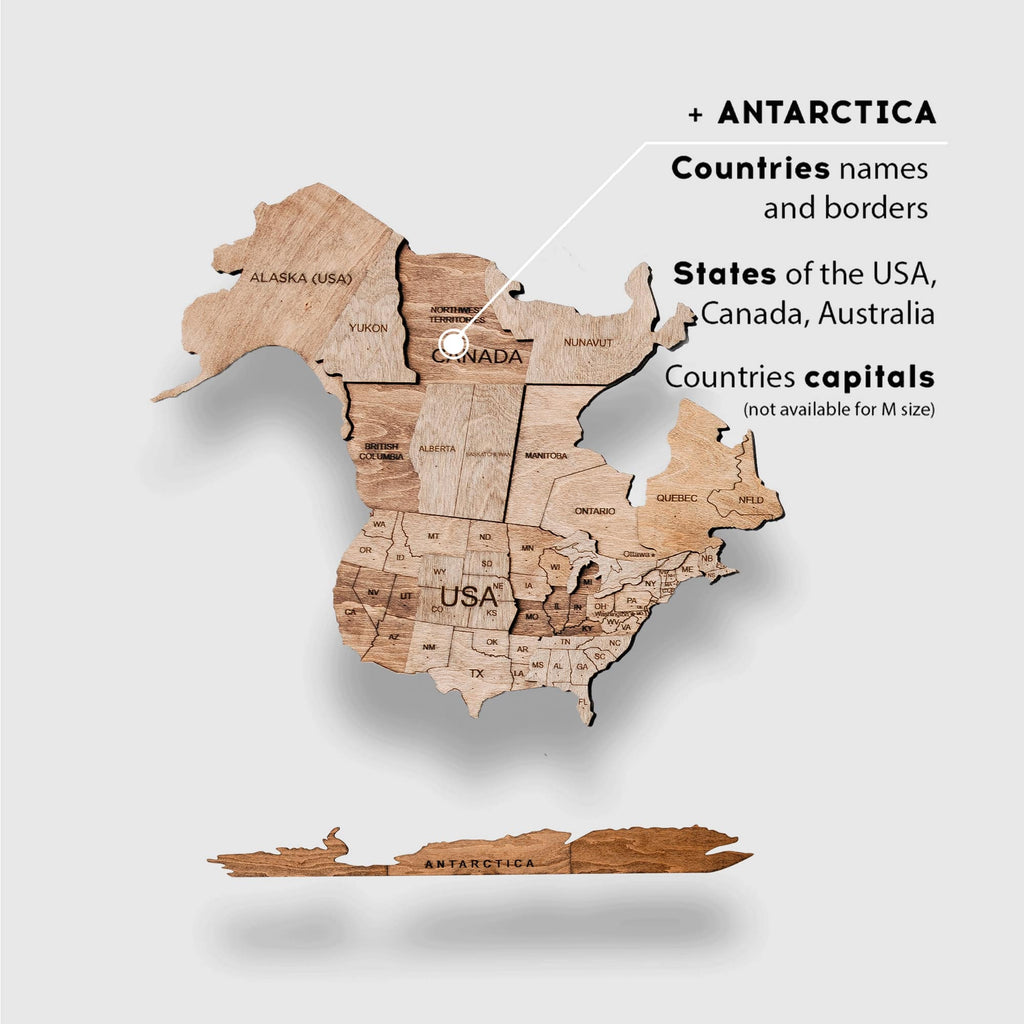 3D Wooden World Map Terra Wall Art in Brown and Tan
