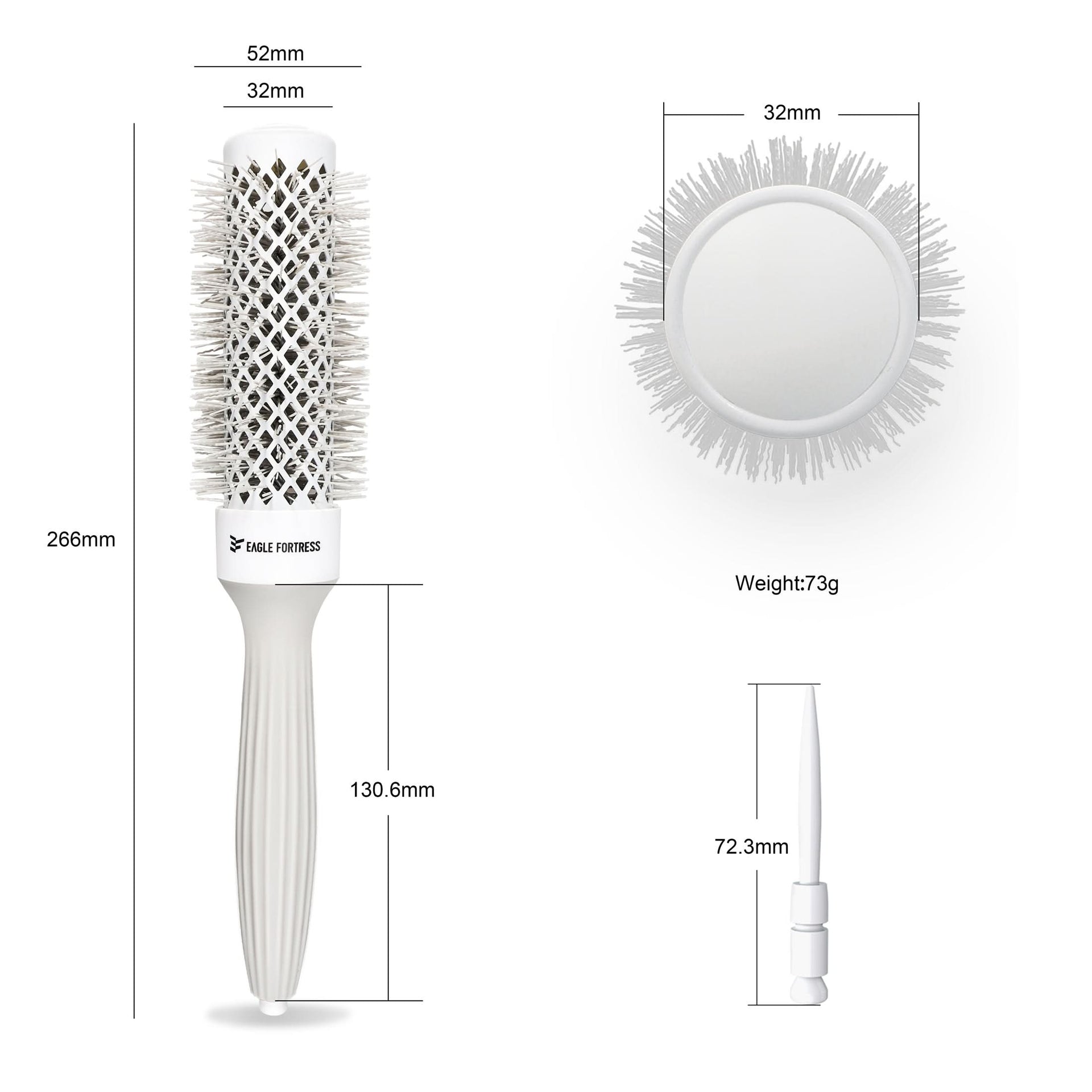 1.26in Professional Round Hair Brush for Sleek Blowouts