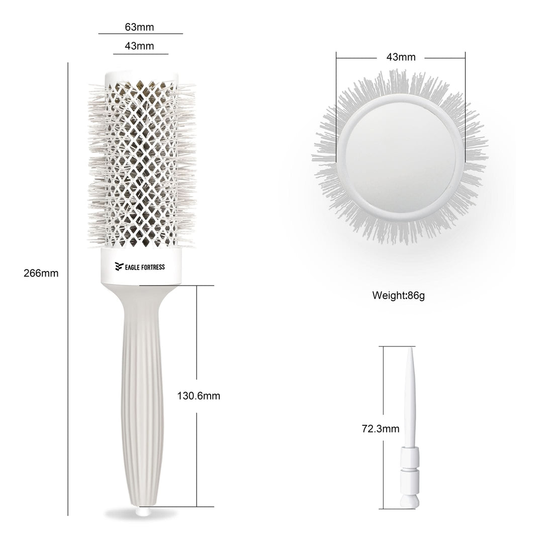 Professional Ceramic Ionic Round Hair Brush 1.69in for Blow Drying