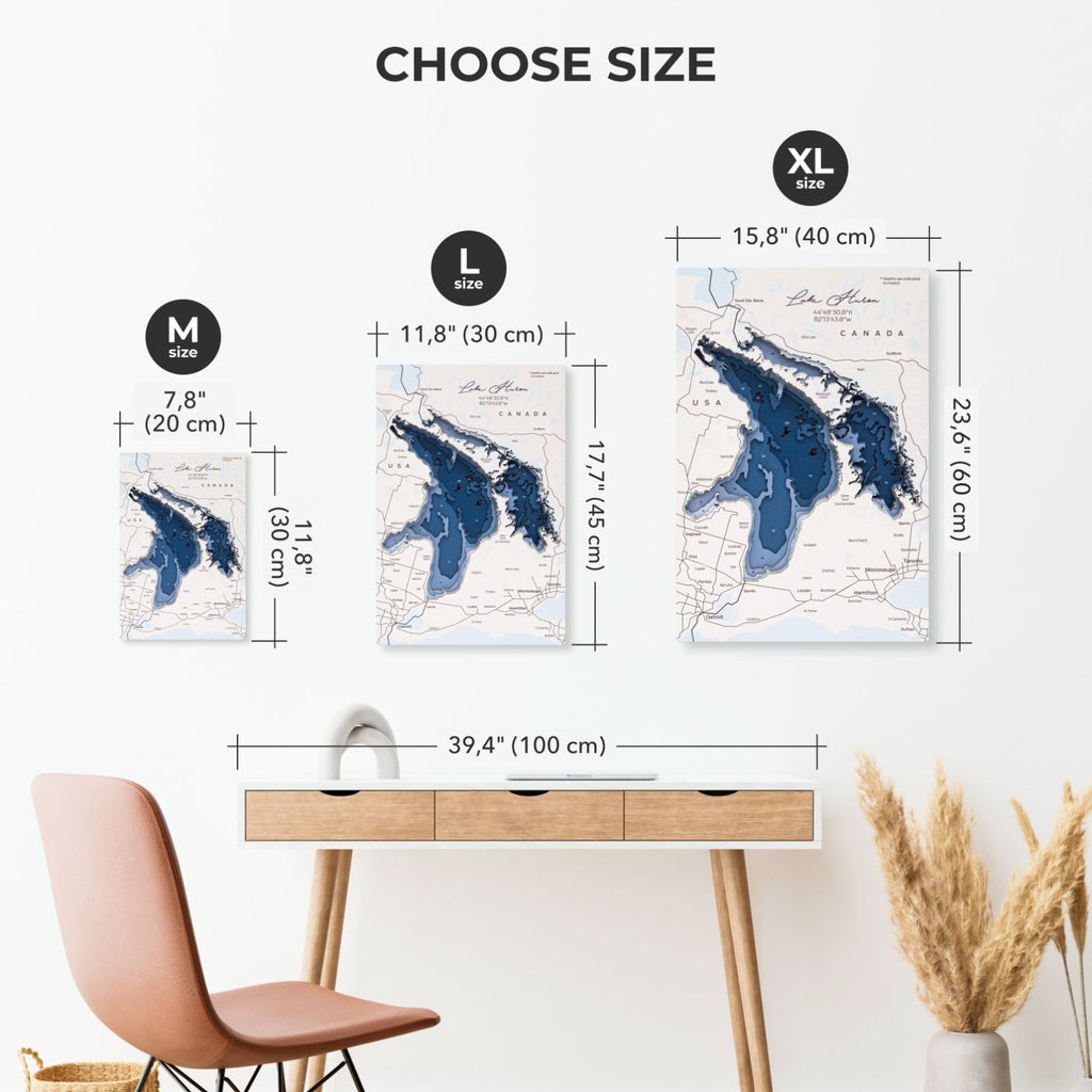 Lake Huron Wood Wall Art Coastal Nautical Map Decor