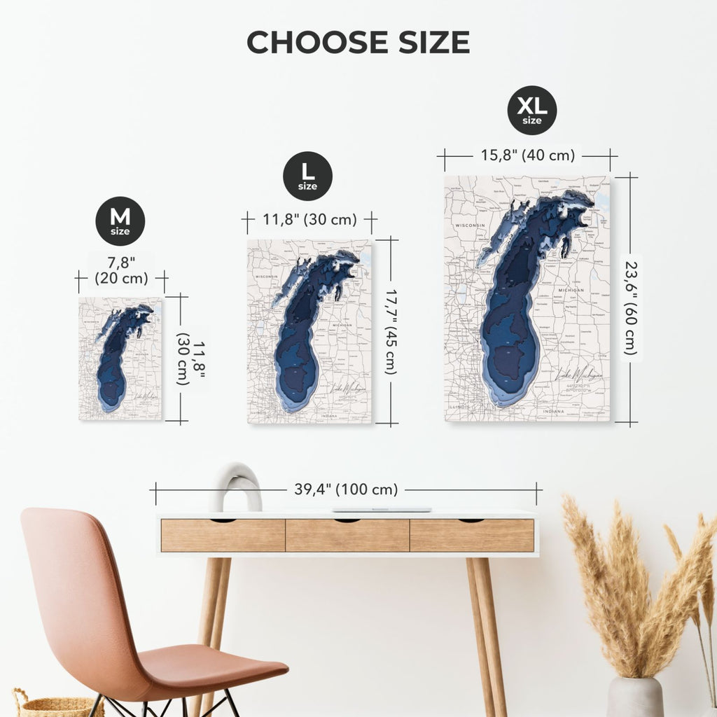 Lake Michigan Wooden Map Rustic Wall Art Geography Decor