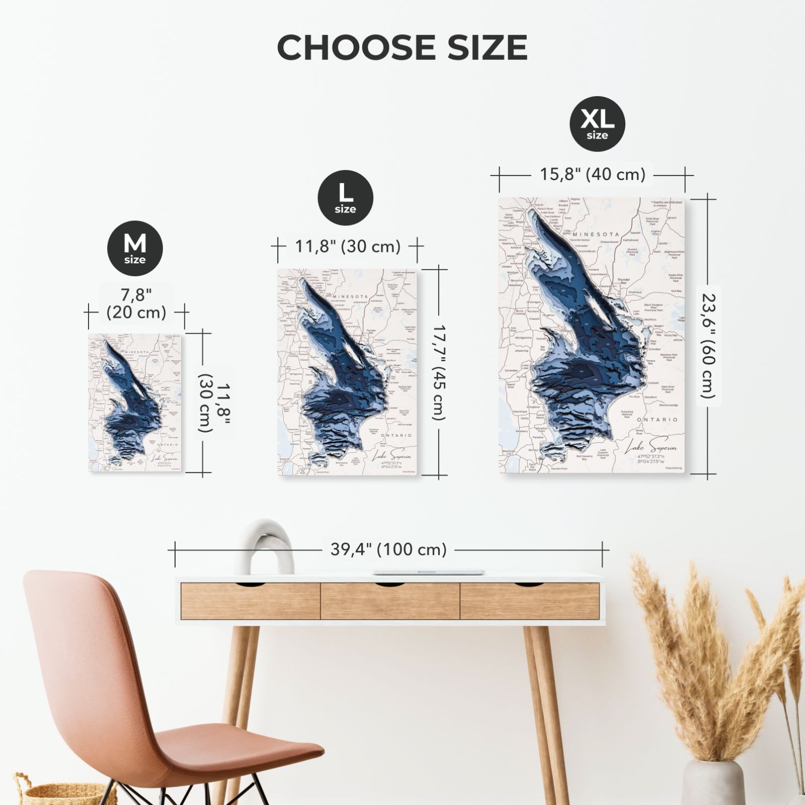 Lake Superior Wooden Wall Art – Coastal Nautical Bathymetric Map
