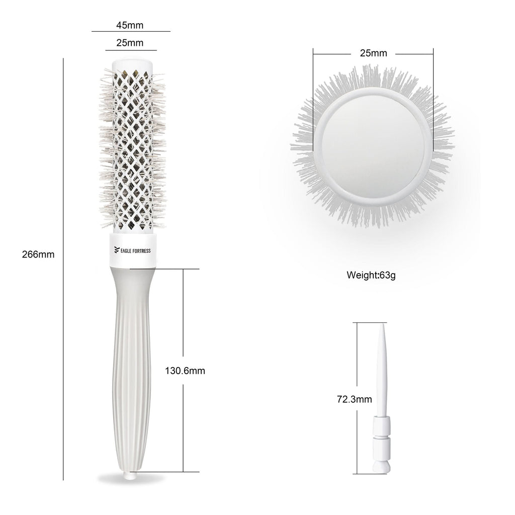 0.98in Ceramic Ionic Round Hair Brush for Blow Drying, Grey