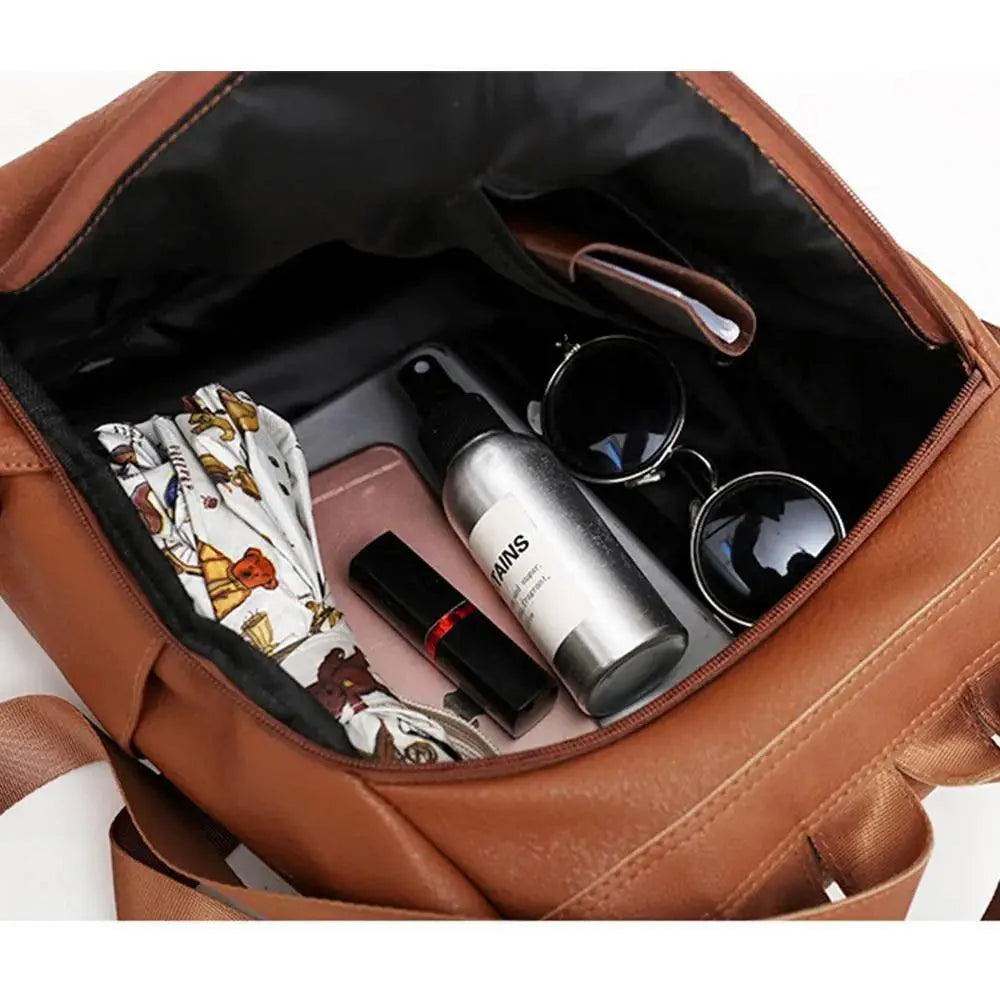 Vintage Leather Anti-Theft Backpack for Women & School Travel