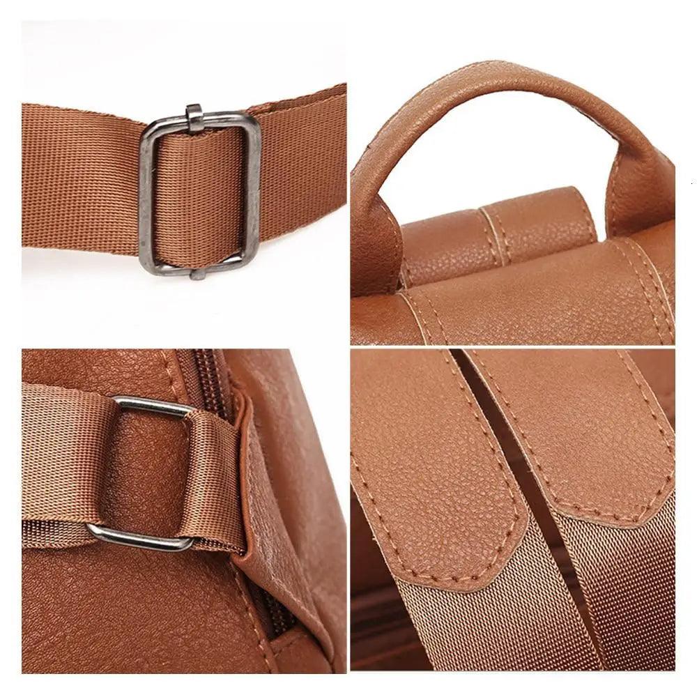 Vintage Leather Anti-Theft Backpack for Women & School Travel